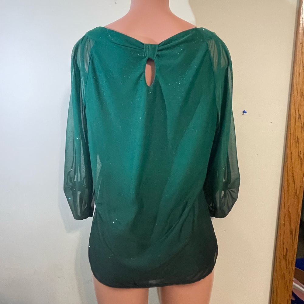 Sara Michelle Blouse Women’s Green Ombré Top‎ size X-Large - Picture 2 of 12